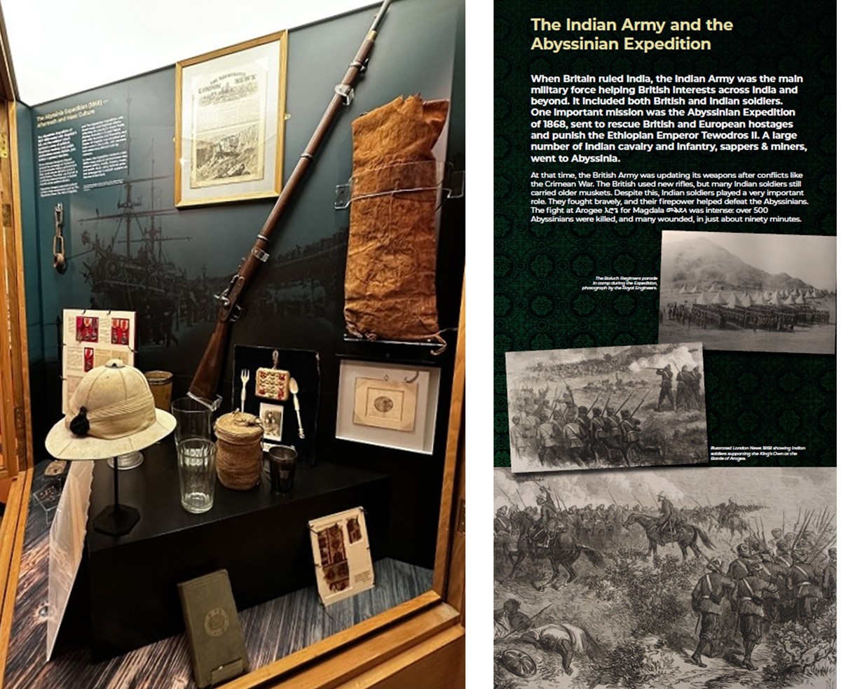 photos of display cases and information panels